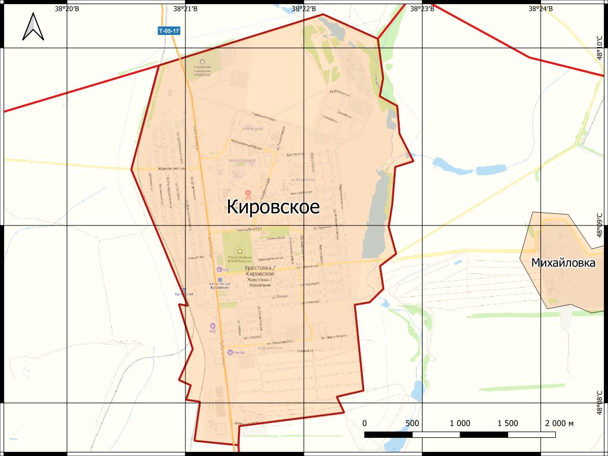 Карта-схема города Кировское.